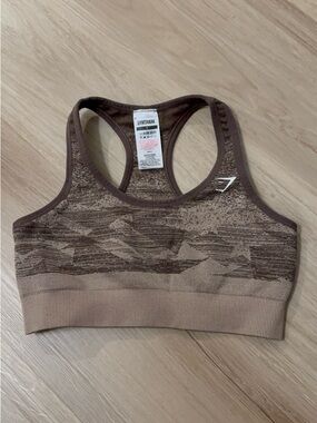 Gymshark Brown Camouflage Seamless Racerback Sports Bra